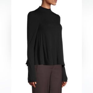 Rebecca Taylor Women's Lightweight Mock Neck Trapeze Top Black